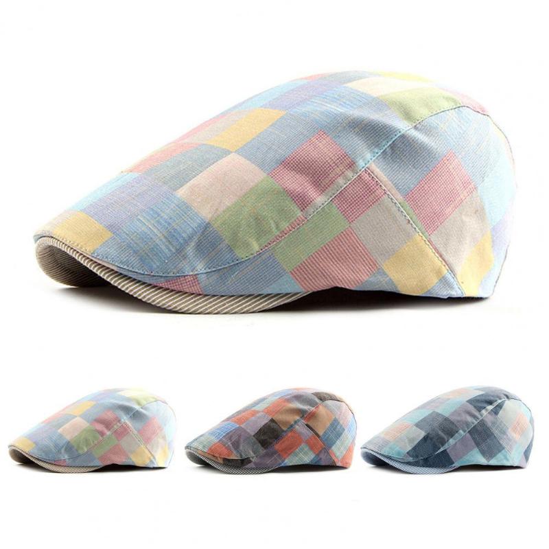 

Berets Men Sboy Caps Advanced Flat Vintage Plaid Contrast Colors Hat For Daily Wear Hiking Apparel AccessoriesBerets, Red