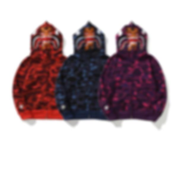 Designer Hommes Femmes Sweat à capuche Modèle de requin populaire Sportwear Camouflage Zip Up Sweats à capuche de haute qualité Taille de la vest