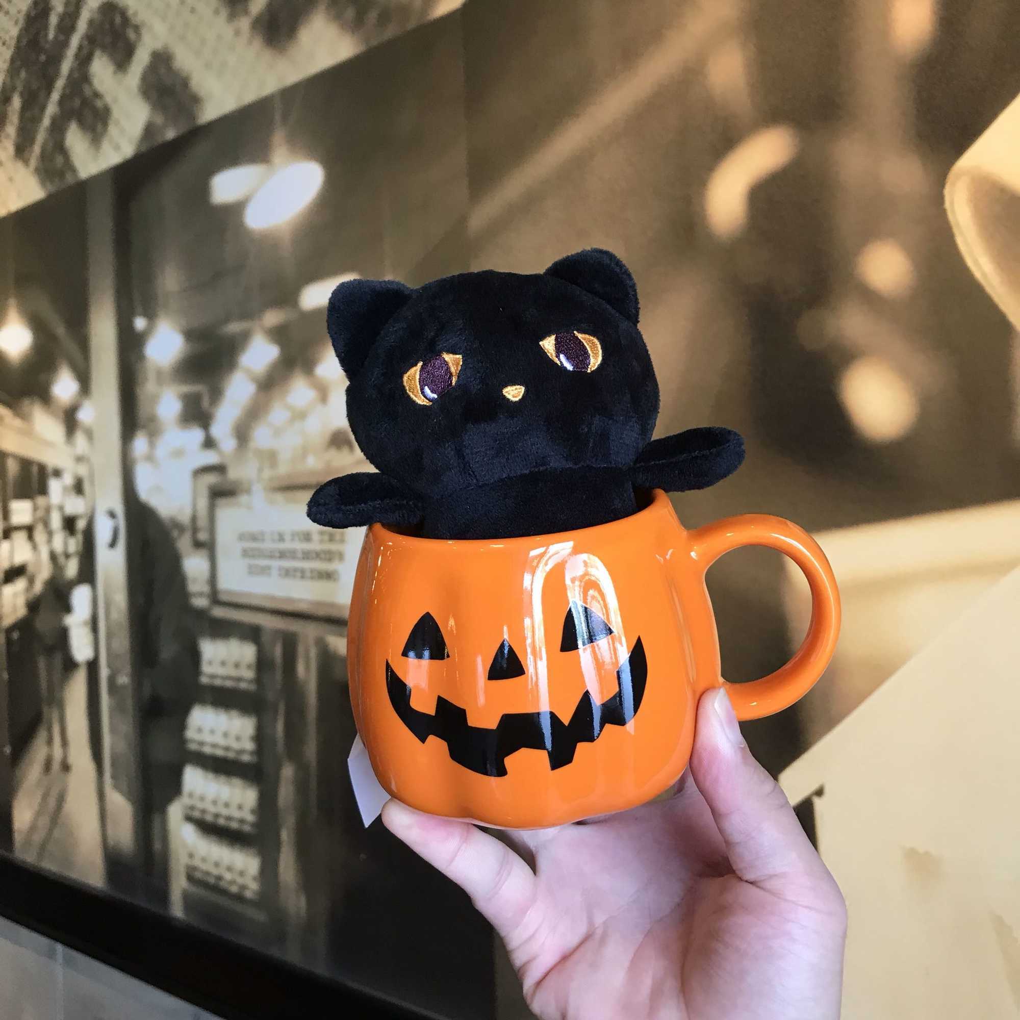 2019 Starbucks cup anniversary Halloween Plush cute meow pumpkin Mug water cup ceramic 384ml-image-760852322