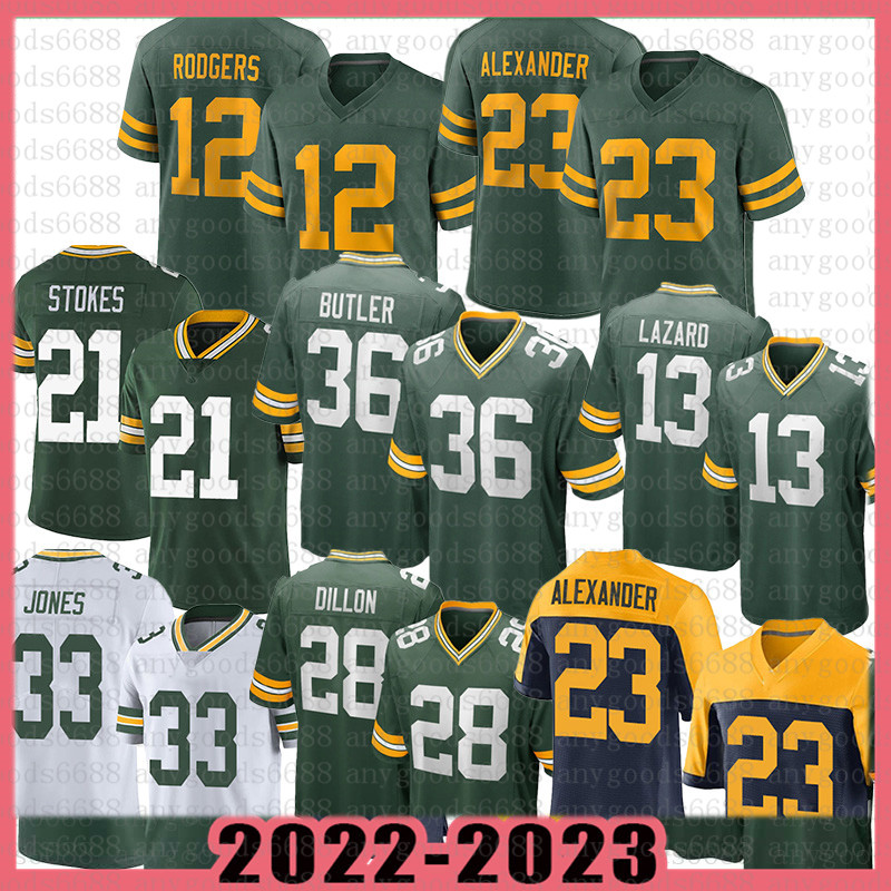 

36 LeRoy Butler Jaire Alexander Jersey Aaron Rodgers Football AJ Dillon Jones Quay Walker Christian Watson Randall Cobb Mason Crosby Packer Campbell Allen Lazard, Mens-bzg