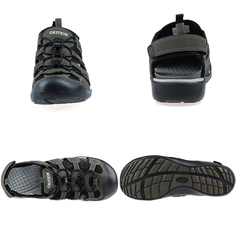 

Summer Shoes Men Beach Sandals Toe Cap Male Clog Design Quality Casual Comfortable Fashion Sport Shoes Big Size 46 2020, Brown black