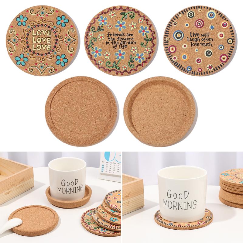 

Mats & Pads 1Pcs Non-Slip Cork Coasters Natural Wooden Round Coffee Cup Mat Heat Insulation Pot Drink Tea Pad Household Cookware Decoration