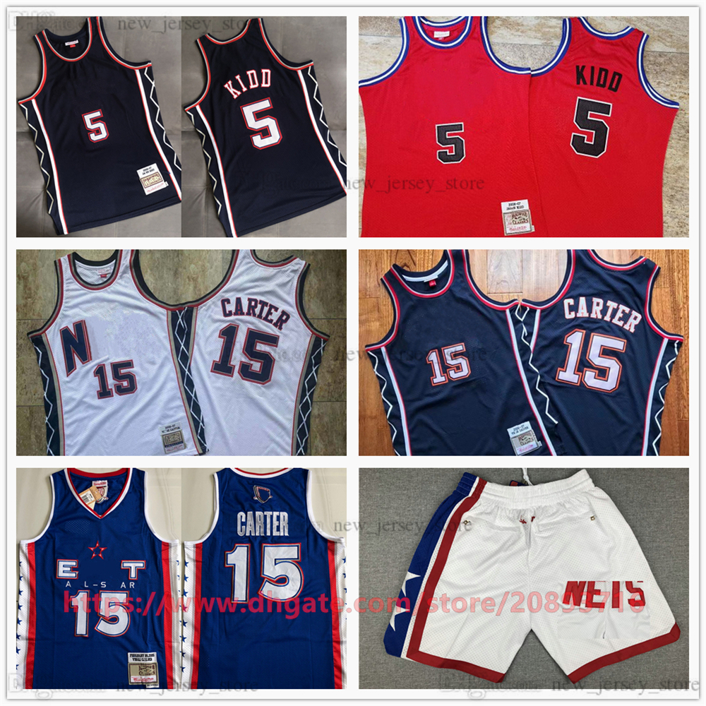 

Mitchell and Ness Authentic Embroidery Basketball Vince 15 Carter Jerseys 2005 all-star Blue Retro 2006-07 White Red Jason 5 Kidd Jersey Breathable Sport High Quality, Authenticstitched 2006-07