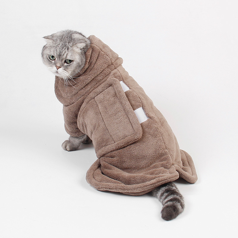

Pet Bathrobe Dog Apparel Flannel Shawl Bath Absorbent Towel Pajamas for Dogs 1222416, Coffee
