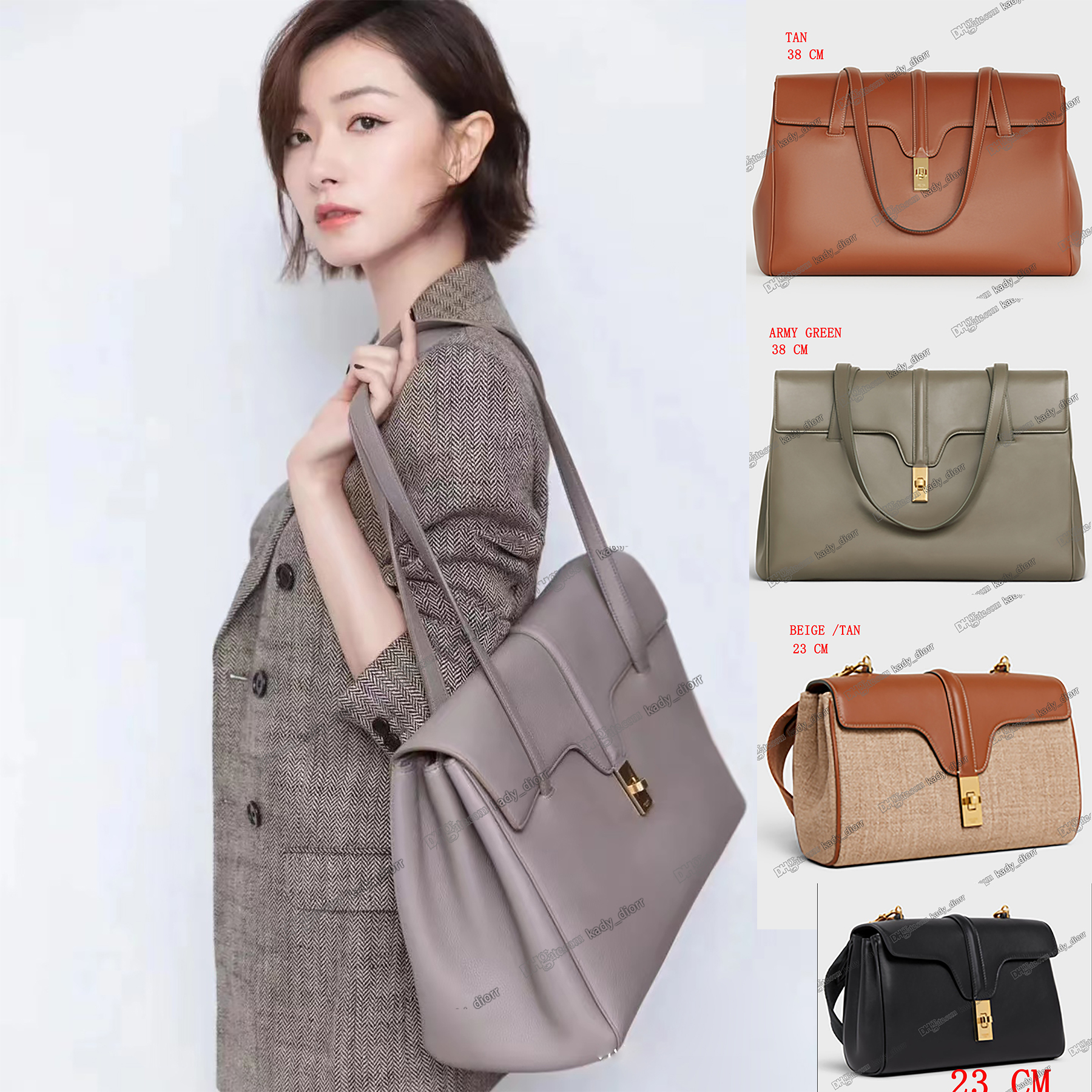 

Soft 16 Bag in Smooth Tan Suede Lining Handbag Shoulder Bag Turn Lock Closure Large Capacity Luxury Designers Travel Tote