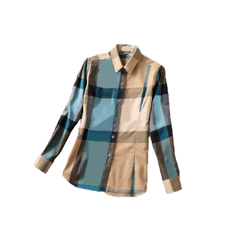 

2022 Designer Womens Blouses Tees Smooth Fabric Letters Double Lattice classic simple Embroidery shirt Long Sleeved Lapel Top Asian size -XXLL, Khaki
