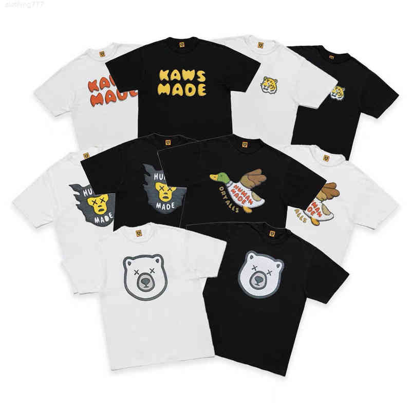 

Human Made Kaws Co Branded Flying Duck Short Sleeve Polar Bear Ape Man Men and Women Tiger Loose Trend T-shirtc11, 3808 white