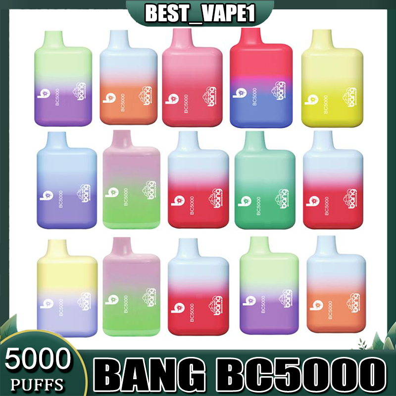 

100% Original Bang BC5000 Rechargeable disposable Cigarette 5000 puffs vape pen Device E Cigarettes Kit 650mah 11ml per-filled cartridges pod 12 Colors Vaporizers