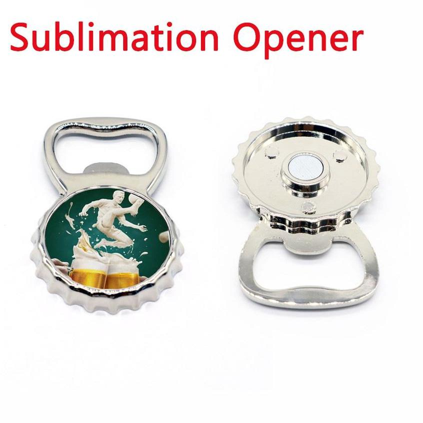 

2 in 1 Fridge Magnet Sublimation Blank Metal Opener Silver Color Beer Bottle Corkscrew Outdoor Portable Openers sxa23