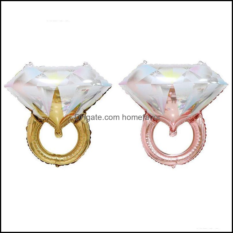 

Party Decoration Event Supplies Festive Home Garden Diamond Ring Helium Balloon Gold Sier Large Size Foil Dhzv9