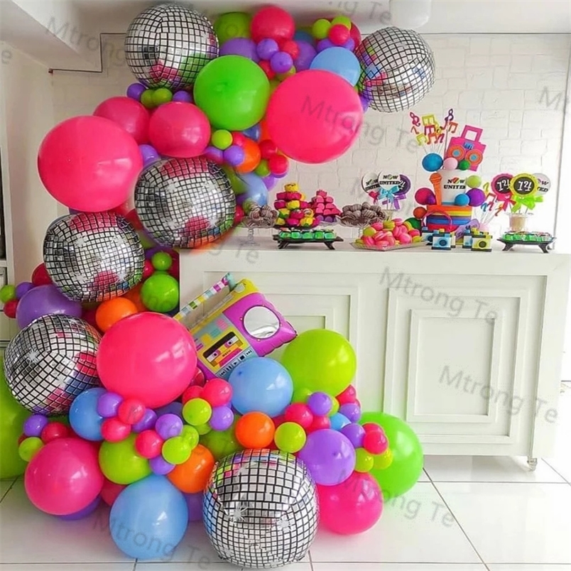 

119pcs Back to 80s 90s Theme Balloon Garland Arch Disco 4D R Balloons Retro Party Decorations Hip Hop Rock Po Props 220527
