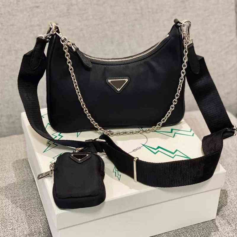 

3A Handbag Women Luxury Designer Nylon bags with letters Wholesale canvas hobo shoulder bag lady Tote chains handbags messenger prad bags 3 Pie