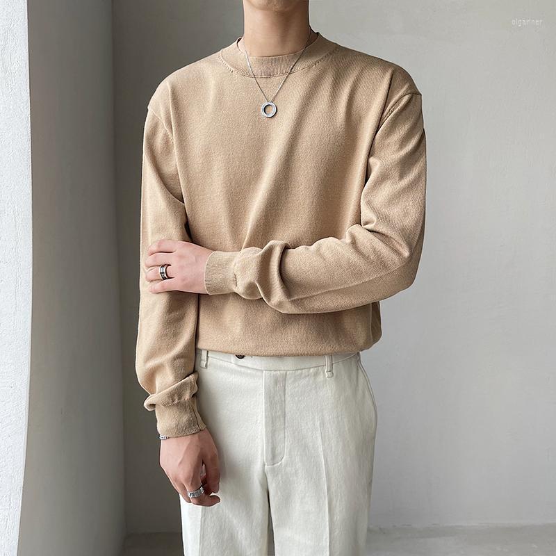 

Men's Sweaters Autumn Men Long Sleeve Pullover Thin Bottom Sweater Solid Color Office Business Casual Knitted Vintage Male KnitwearMen's Olg, Green
