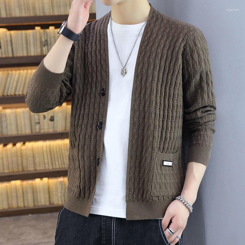 

Men's Sweaters Men's Casual Solid Color Sweater Cardigan Autumn Thin Coat Classic Style Knitting Male Brand Clothes L43Men's Olga22, Black