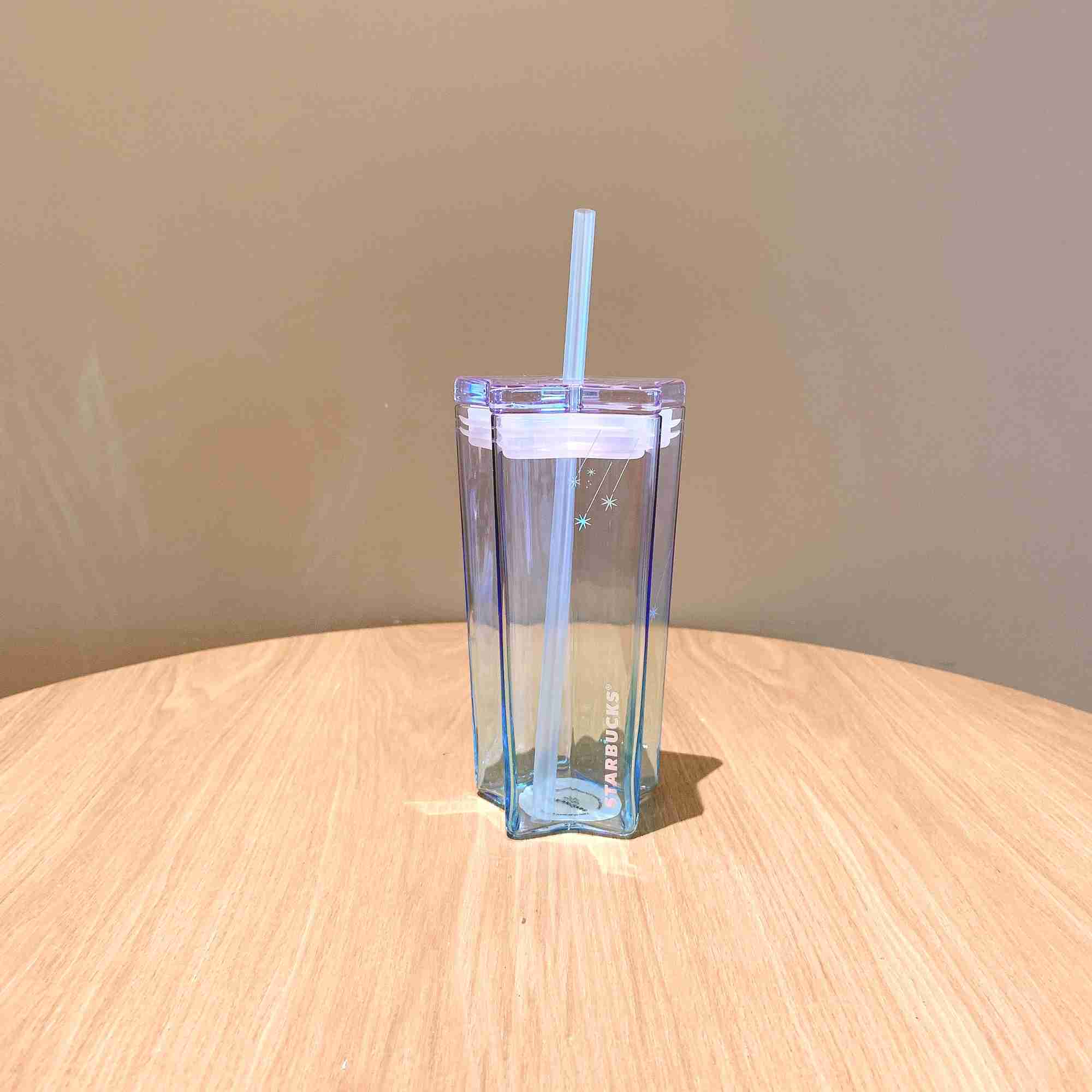 Starbucks cup 2021 gift dream sky five pointed star shape blue purple gradient fresh glass straw water cup-image-758789448