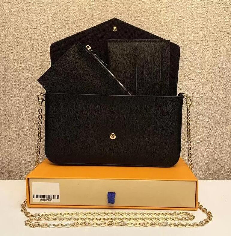 

Designers POCHETTE 3 pcsset Wallets crossbody bag Women embossing Leather Handbags Luxurys Womens Chain Shoulder Purse, 4 embossing red