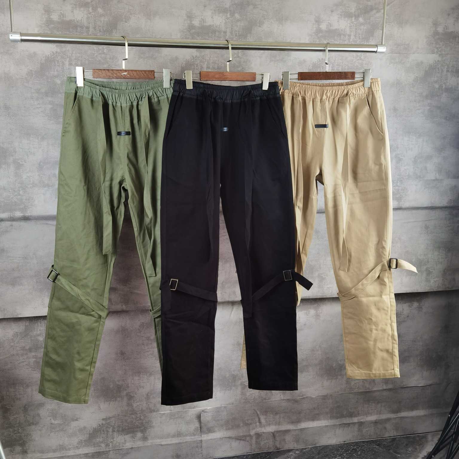 

of God main Fog fear line Season 7 water washing old high street drawstring ribbon casual pants overalls men, Black