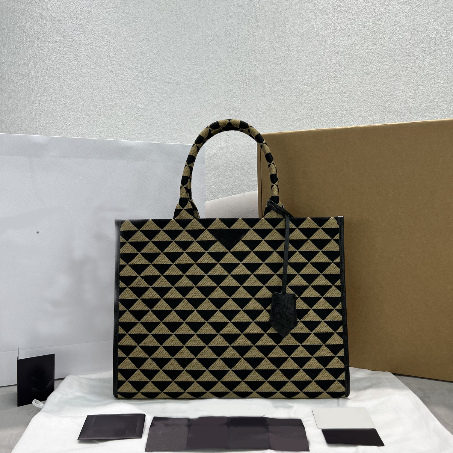 

2023 small large micro symbole womens bags jacquard fabric handbag tote triangle shoulder top quality designer handbags prad, Dust bag