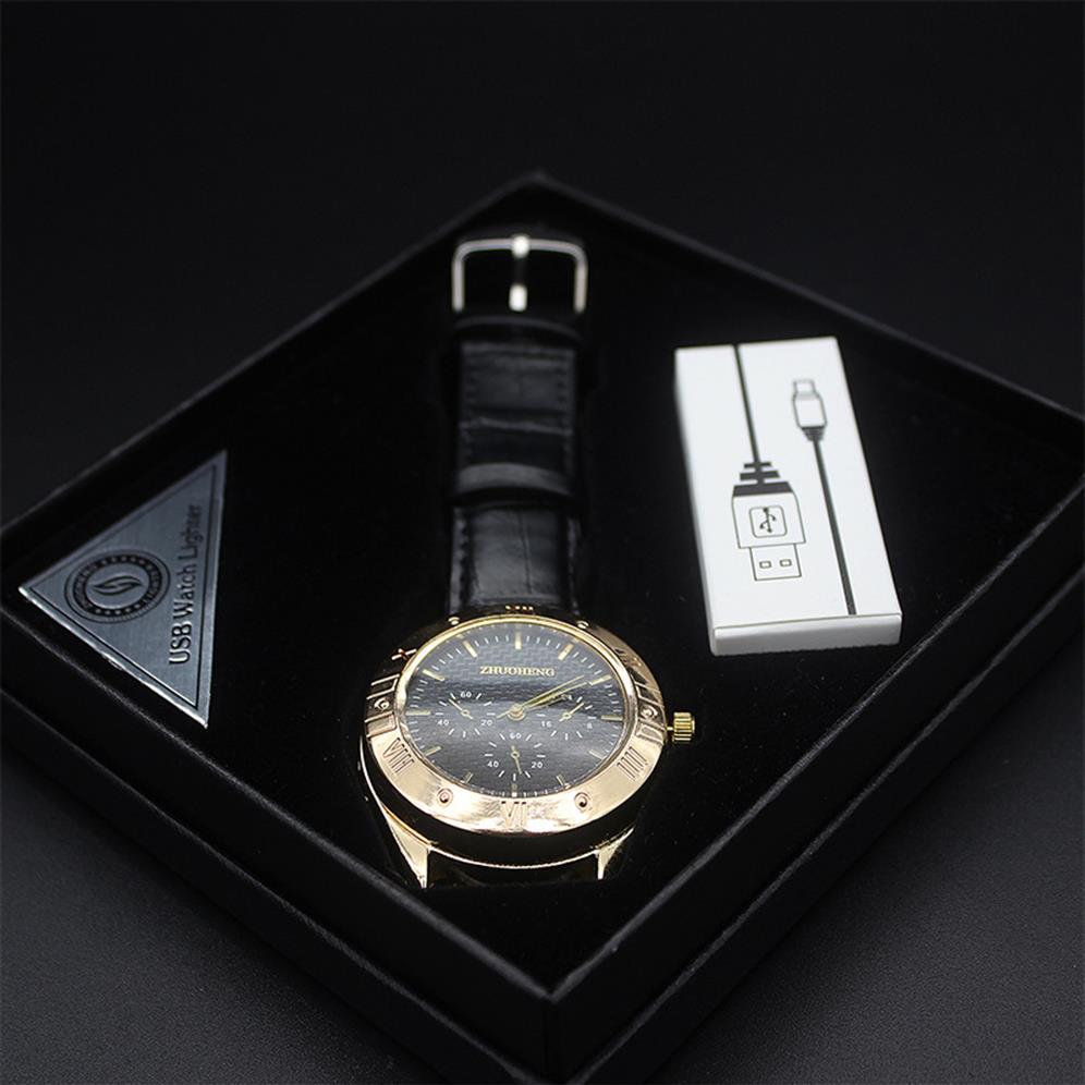 

Watch Cigarette Lighter Windproof Casual Watches USB Charging Lighter Heating Wire Clock Lighter for Men278U