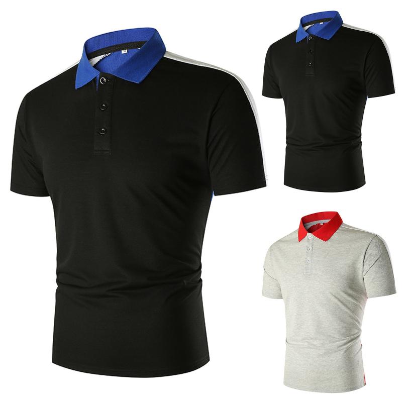 

Men' Polos Transfer Paper For T Shirts Men Spring Summer Top Casual Sports Patchwork Contrast Color Lapel Short Sleeve Tee ShirtMen, Black