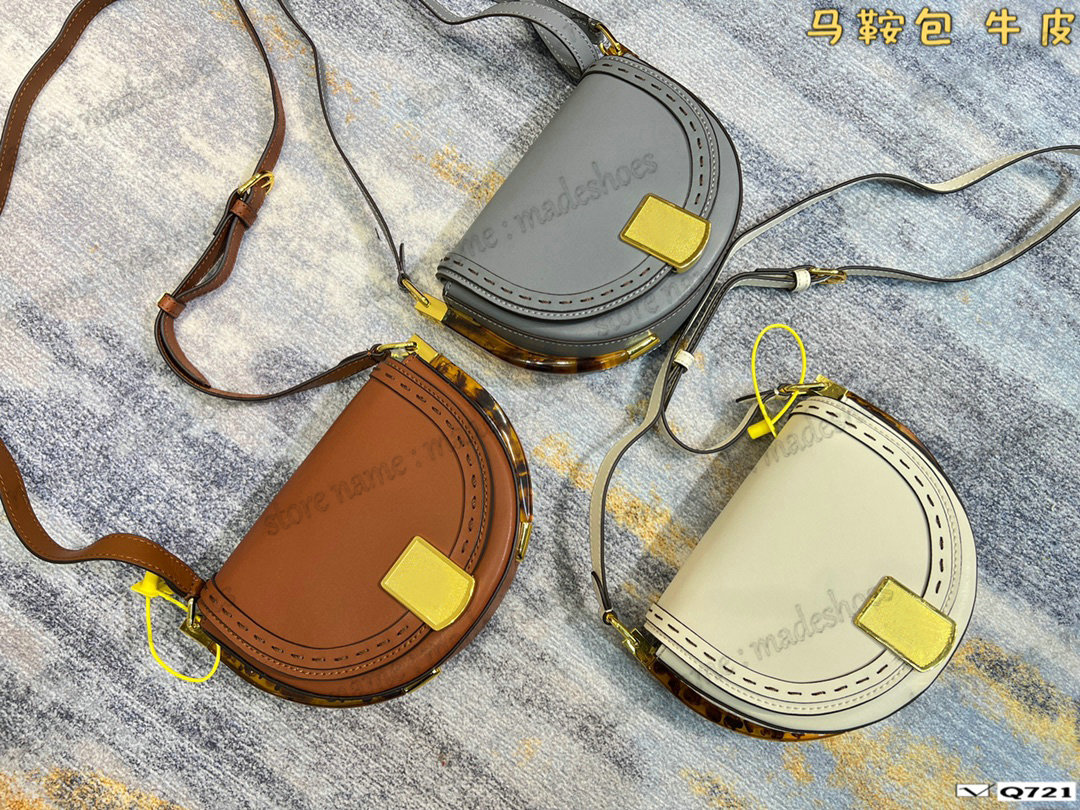 

Moonlight Leather Saddle Bag Womens Designer Half-moon Shoulder Bag Luxurys Deisgner ROMA Logo CrossBody Flap Handle Bags