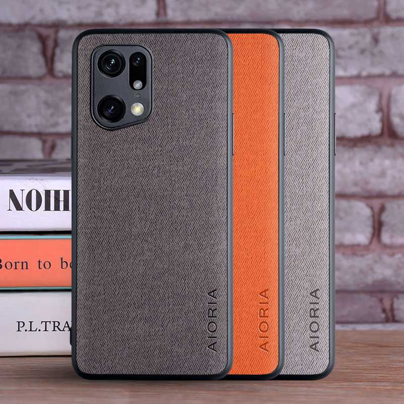 

Cases for Oppo Find X5 Pro Lite coque Luxury textile Leather soft hard capa phone cover for oppo find x5 pro case funda, Black