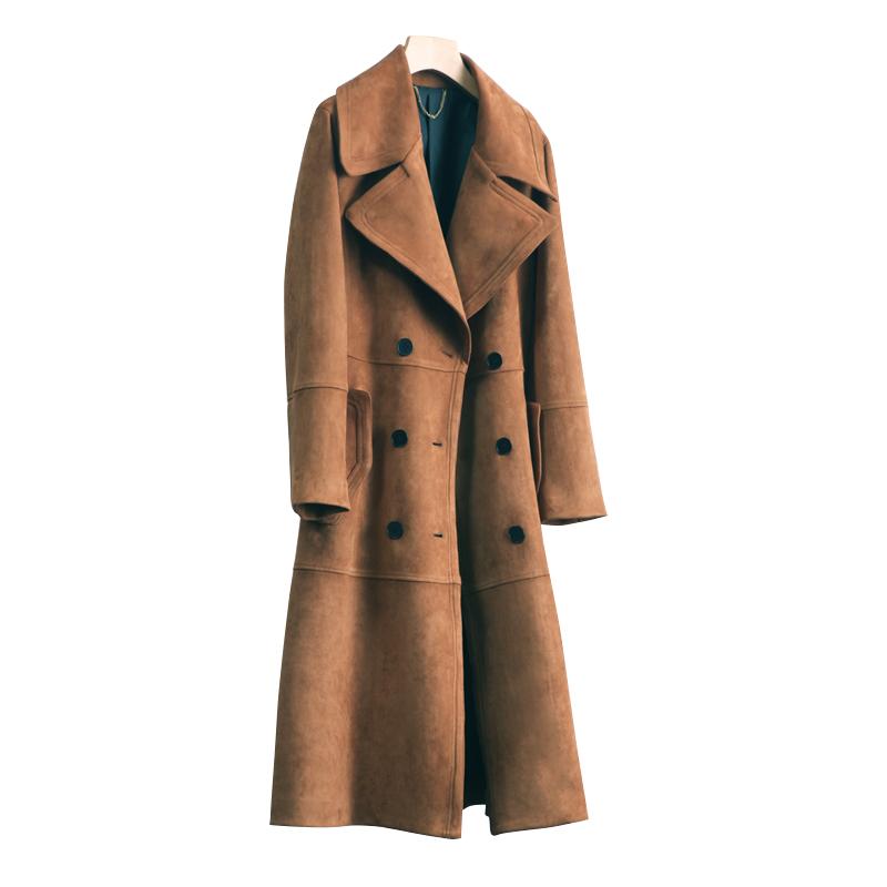 

Women's Wool & Blends Coat Korean Style Winter Women Hooded Lambswool Parkas Thicken Suede Leather Outwears Long Jackets LF49-111Women's, Brown