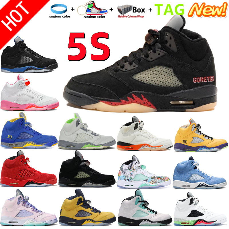 

New 5 V Men Basketball Shoes 5s Aqua High Mars Pinksicle Green Bean Raging Red Stealth 2.0 Fire Goretex White Cement Metallic Flight Oreo Sail Ice Blue Sports Sneakers, Shoebox