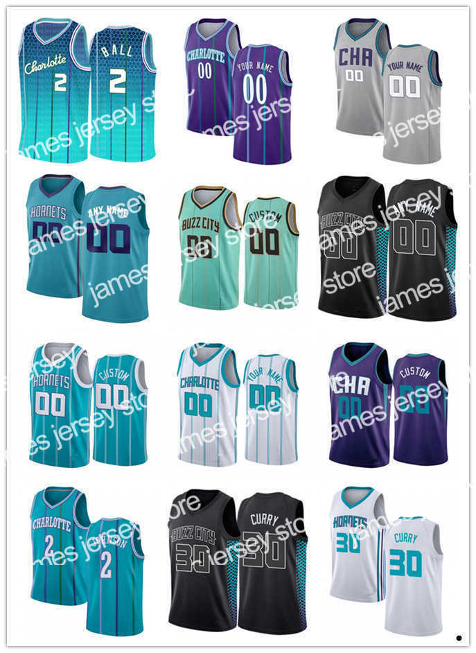 

New 75th Custom Jersey Charlotte''Hornets''Men Women youth Larry 2 Johnson Dell 30 Curry Muggsy 1 Bogues Basketball Jerseys, Color