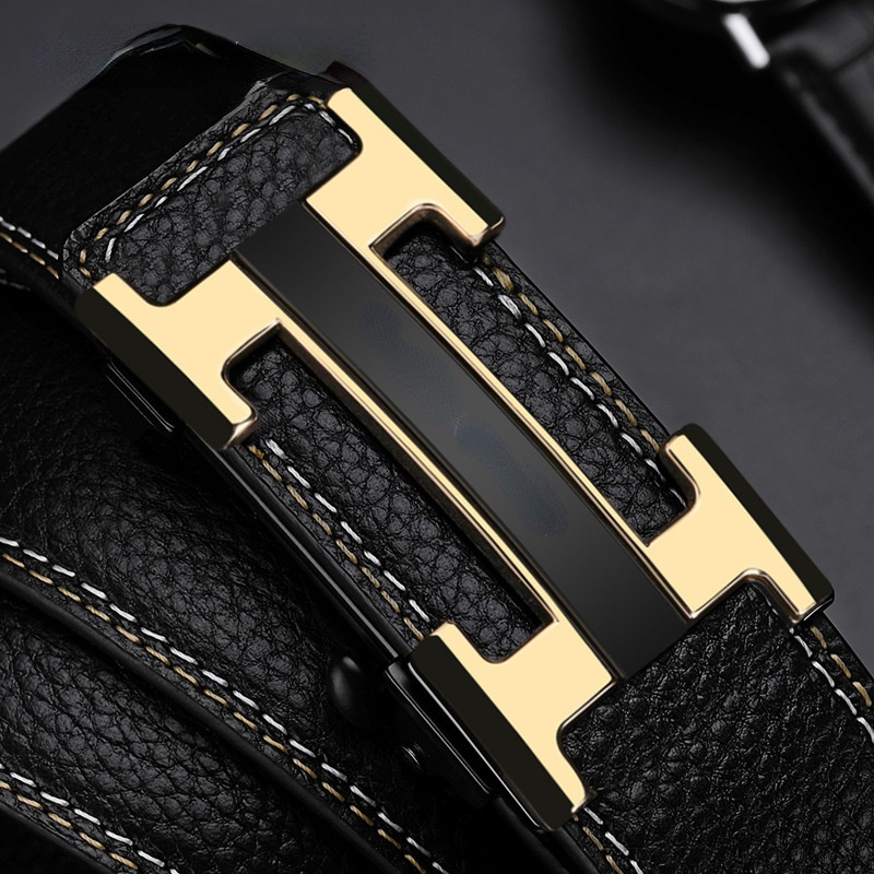 Ceinture en Cuir pour Hommes Boucle Automatique Loisirs Affaires Top Cuirs Ceinture Hommes Jeunes Mode Coréenne Ceintures de Pantalon pour Jeunes
