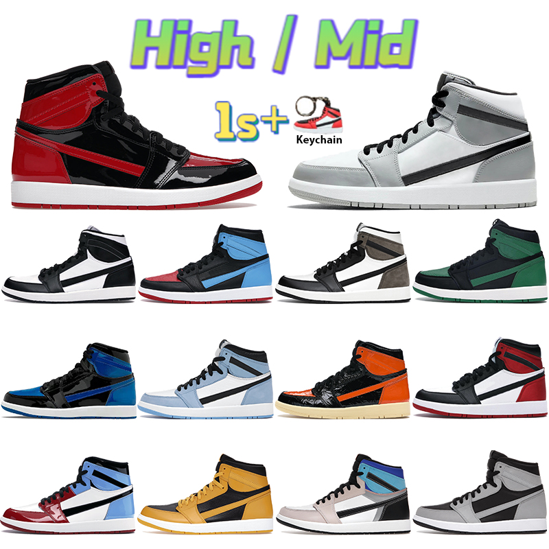

Classic Sneakers High Mid 1 1s Basketball Shoes University Blue Dark Mocha Black White Twist Atmosphere Light Smoke Grey Royal Toe Men Women Trainers, Shoe box