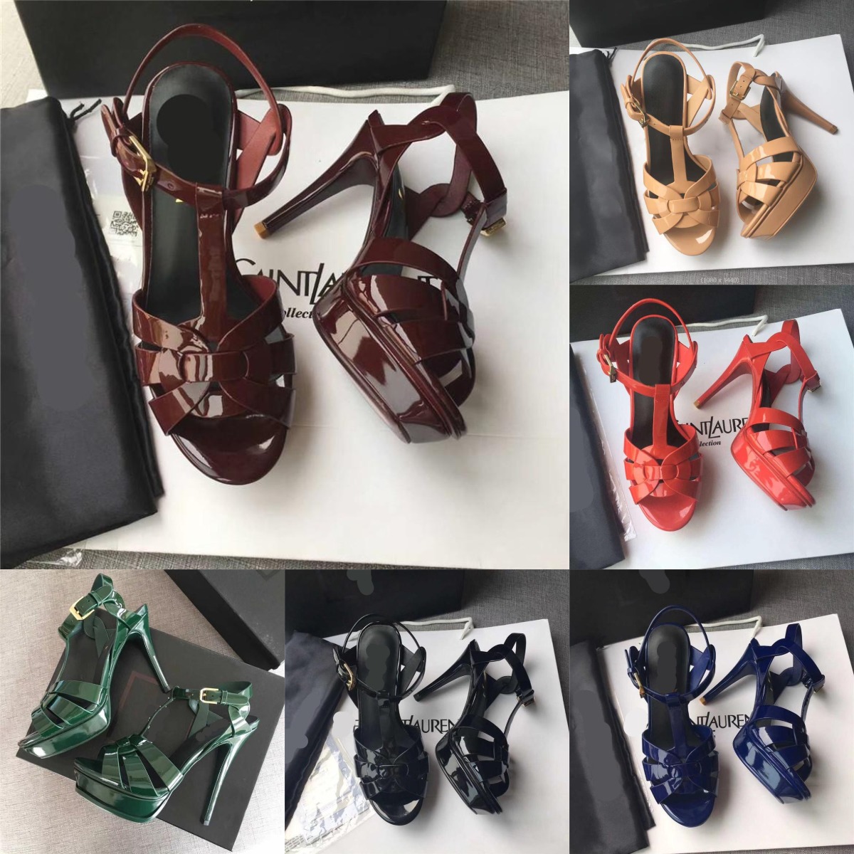 

Italy designer Tribute high-heel sandals Party Dance Shoe Sexy 10cm suede women' metal buckle thick heel wome' shoes slippers Classic Patent leather sandals AAA+, Shoes boxes sl original logo