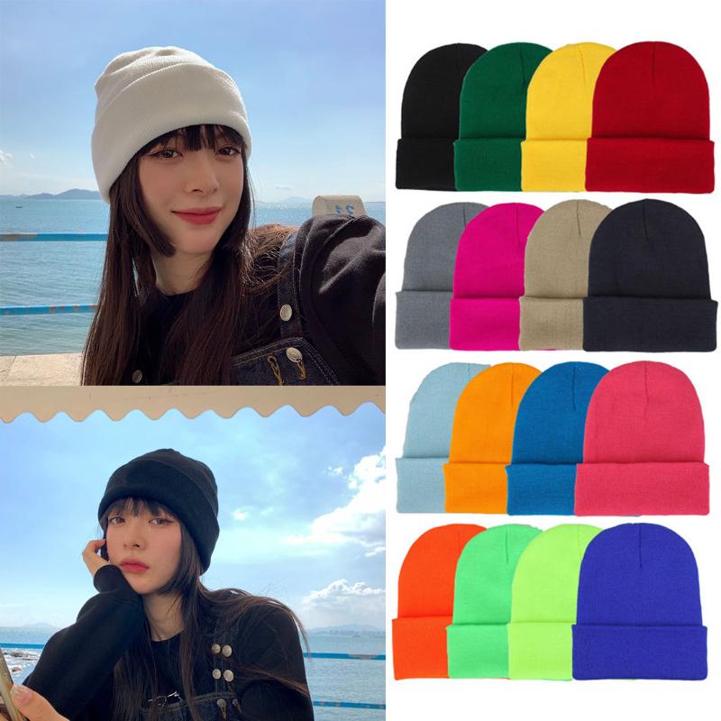

Berets Winter Hats For Woman Warmer Beanies Knitted Fluorescent Hat Girls Bonnet Ladies Casual Cap Autumn Female Beanie CorrosBerets, Red
