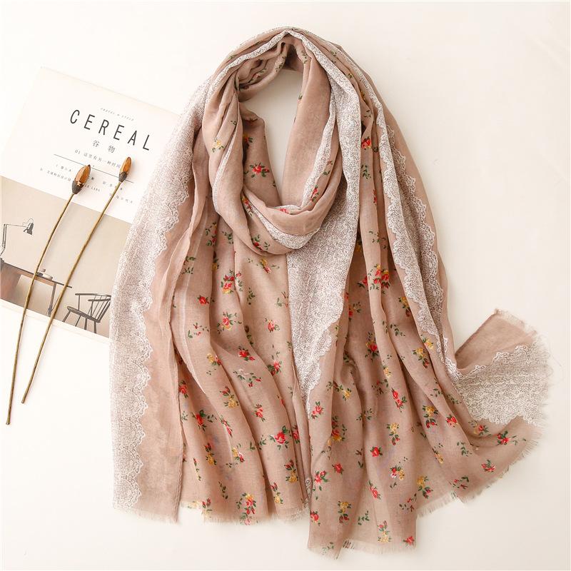 

Scarves VISROVER 2022 Summer Women Viscose Scarf Flower Print Beach Hijab Shawl Wrap Female Self Tassel Bandana Party Gift Wholesale