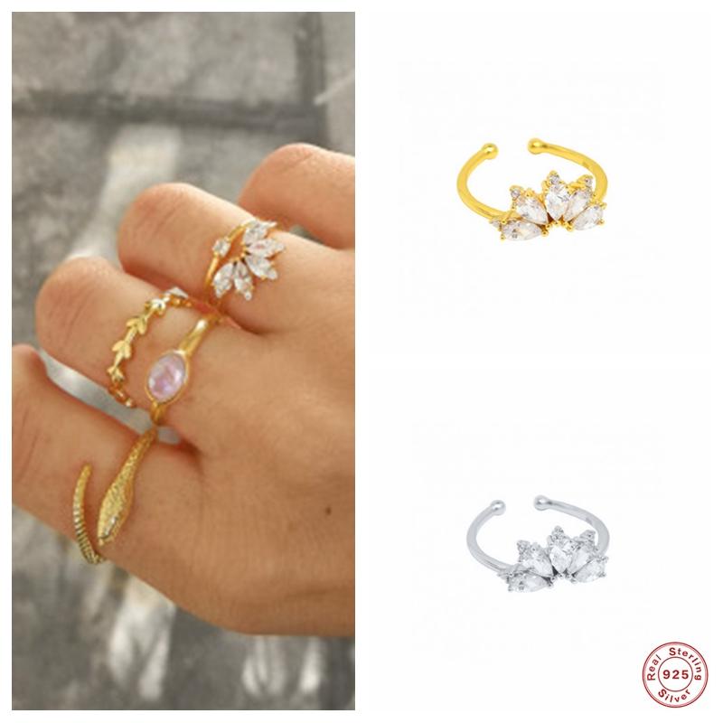 

Cluster Rings Aide 925 Sterling Silver Crown Shape Diamond Opening For Women Five Oval Cubic Zirconia Jeweled Finger Ring Party JewelryClust