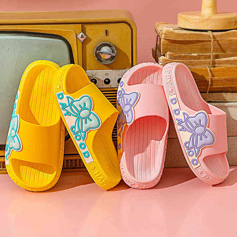 

Non-Slip Children Boy Girl Beach Sandals Comfortable Bow-Knot Garden Shoes Home Baby Kids Leisure Slides Parent-Child Slippers G220415, Blue