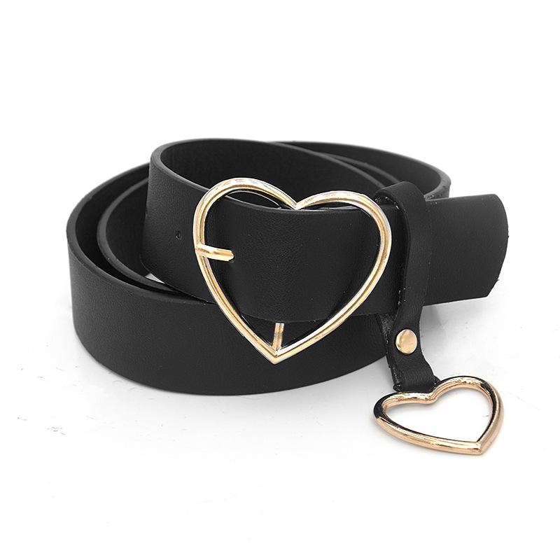 

Belts 2022 Simple PU Leather Belt For Women Heart Alloy Pin Buckle Ladies Wide Waistband Black Casual Girdle Jeans Accessories