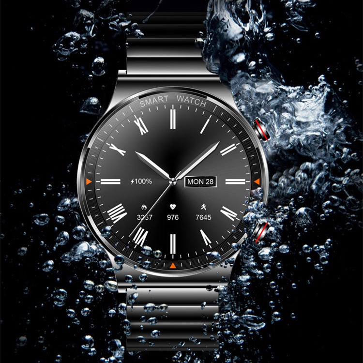 

Smart Watch Fitness Tracker Heart Rate Monitor Men IP68 Waterproof Bluetooth Call Sound Effect Dial Music Storage Play Stainless Steel Smart Bracelet, Mix