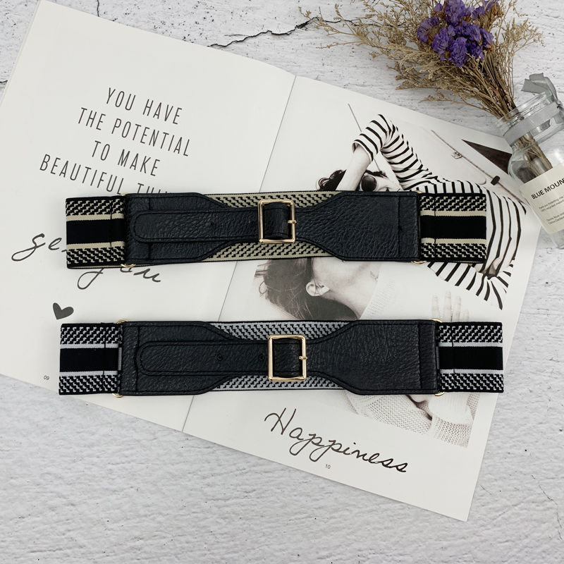 

Designer Letter Brand Wide Belts For Women Ladies Dress Accessories Elastic Waist Girdle Luxury Womens PU Leather Waistband, Free