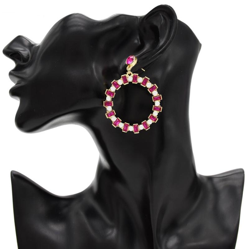 

Dangle & Chandelier 2 Colors Bohemian Jewelry Fashion Glass Crystal Shining Drop Earrings Cute Rhinestone Round Circles Pendant