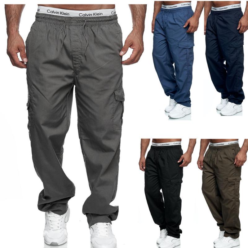 

Men's Pants Cargo Spring Casual Loose Mens Pant Multi Pocket Military Long Trousers Men High Quality Plus Size, Black