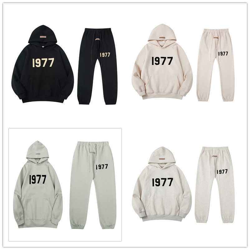 

2022 Fashion High Street Brand Essential Tracksuit Tops Pants Two-piece Set Flocking 197, 11 black pants