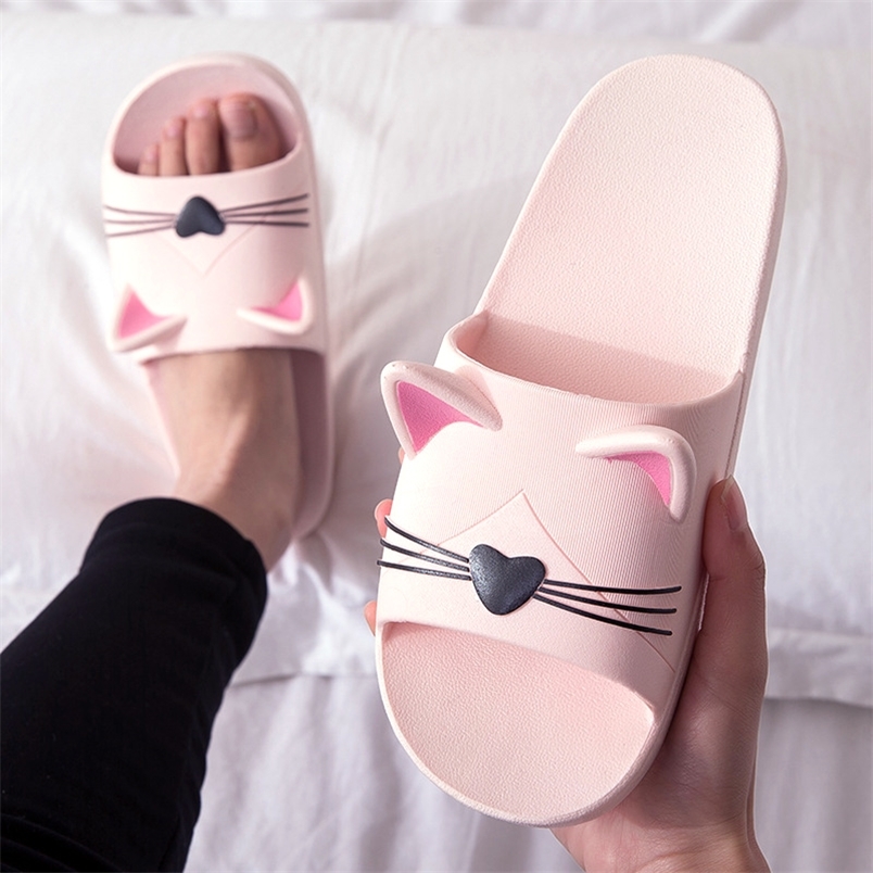 

Women Men Summer Slippers Slide Sandals Beach Bathe Flip Flops 3d Cartoon Cats Thick Bottom Couple Boys Girls Comfort Shoes 220429, Black
