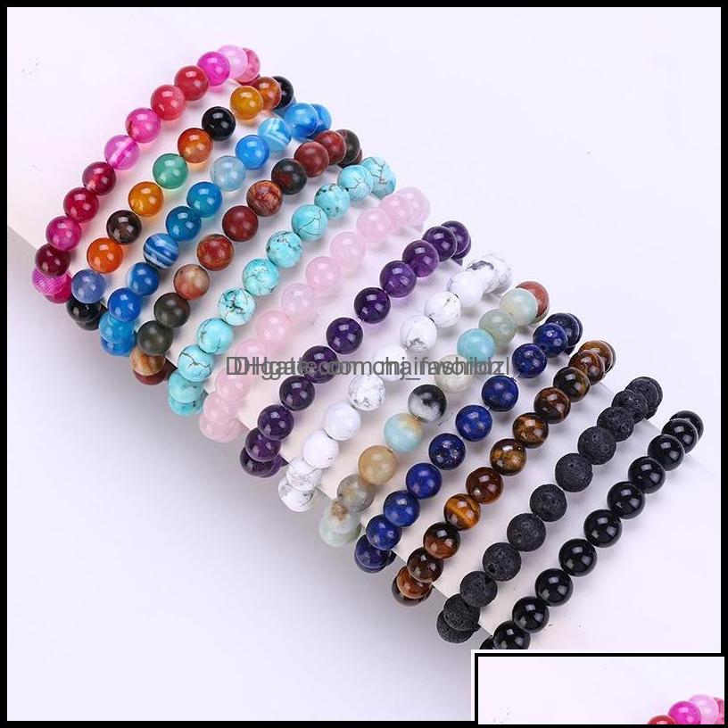

Beaded Strands Bracelets Jewelry Beaded 8Mm Strand Natural Stone Healing Crystal Stretch Bracelet Women Men Fashion Handmade Precious Drop