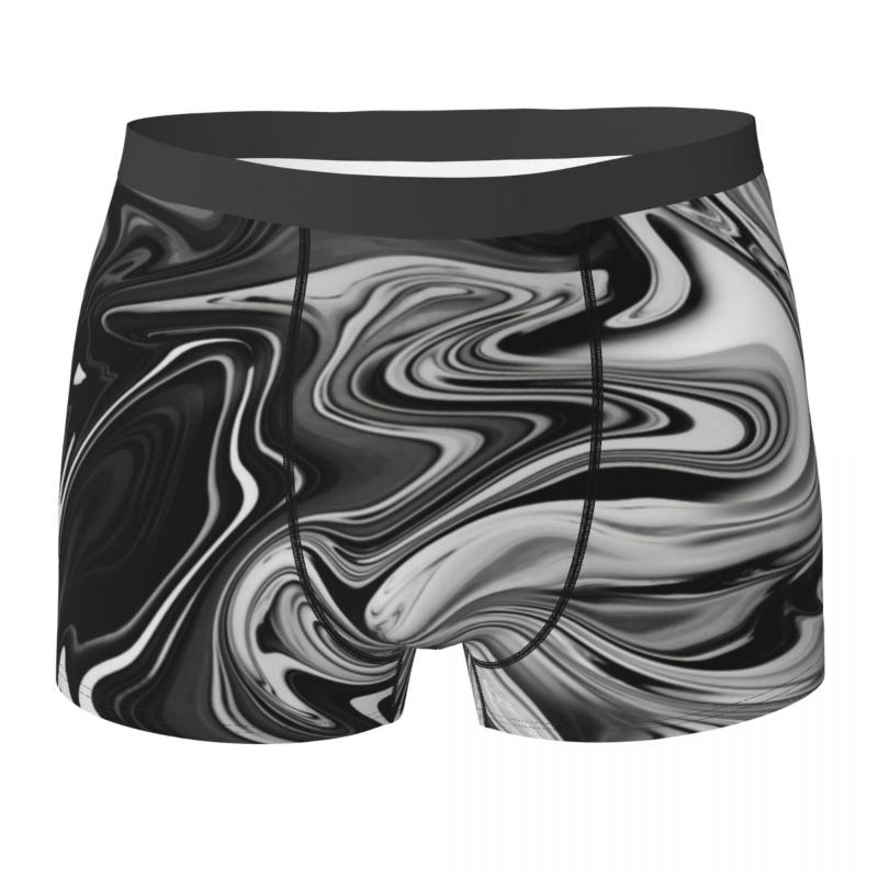 

Underpants Elegant Marble Underwear Liquid Black And White Stripe Pouch Trunk Print Shorts Briefs Breathable Man Plus SizeUnderpants