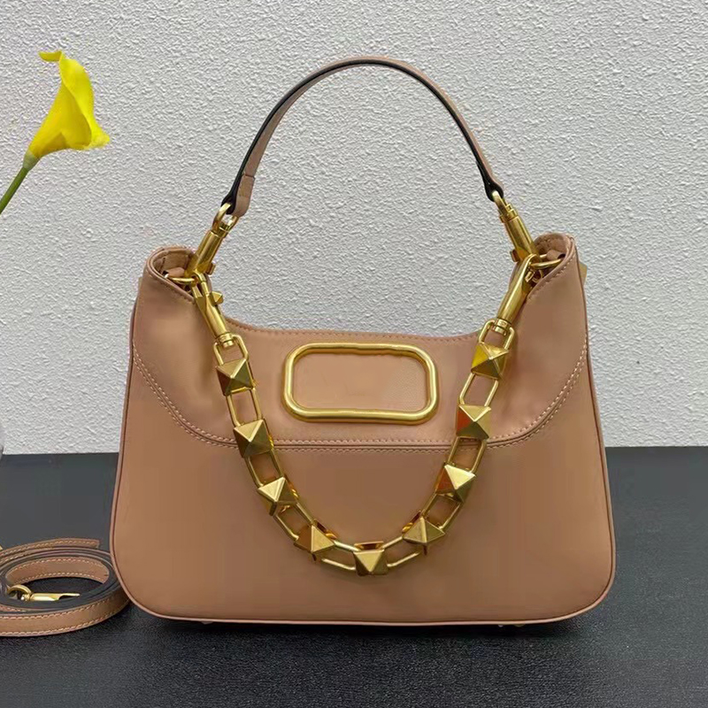

Design Underarm Bag Retro Solid Color Hardware Letters Chain Rivet Decoration Handbag Fashion Versatile Large Capacity Multifunctional Women's Handbags, Light brown