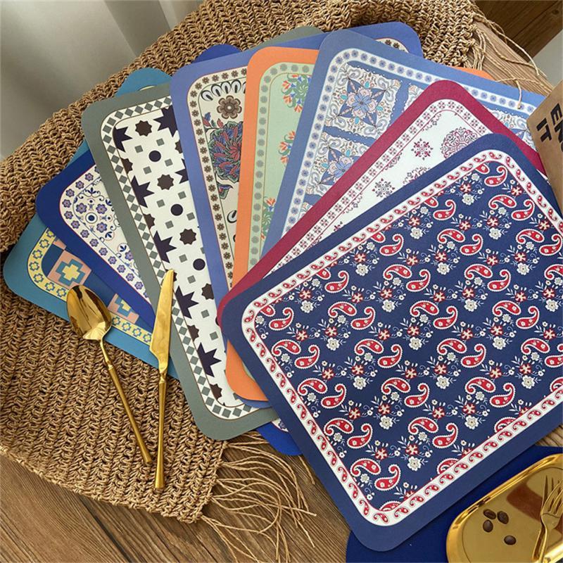 

Mats & Pads Retro Placemat Home Printing Heat Insulation Pad Table Decoration Waterproof El Non-slip Western