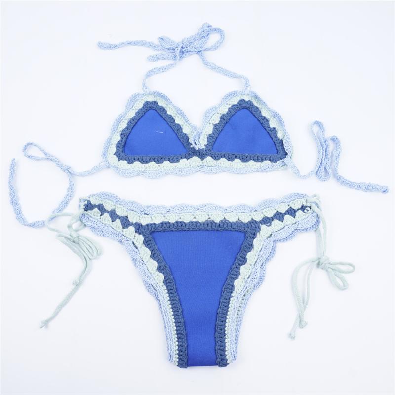 

Women' Swimwear -Selling Europe And The United States For Speed Swimsuit Bikini Sexy Lady Lace Three Point Bind Fission, Blue