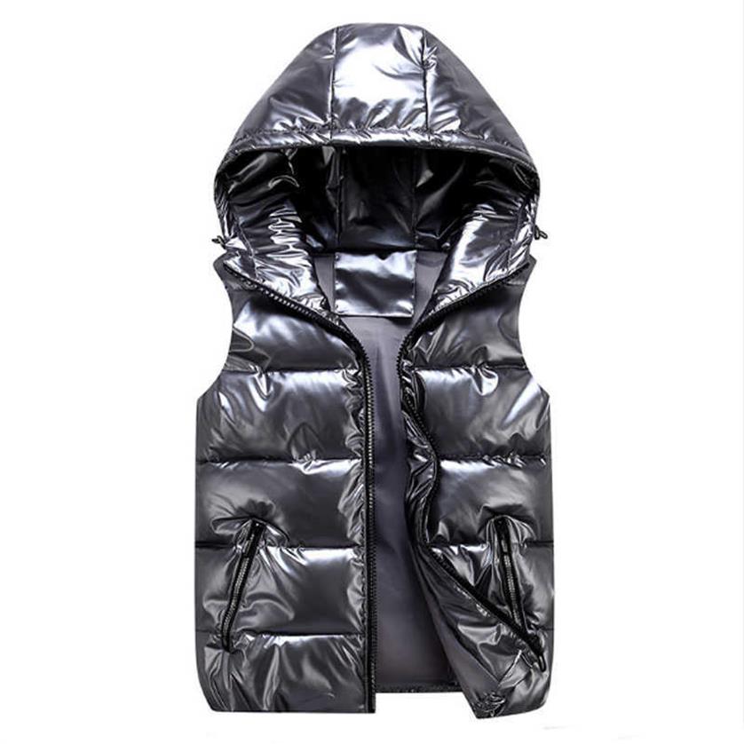 

Vest for Boy Children Hooded Warm Outerwear Kids Glossy Coat Baby Girl Sleeveless Jacket Winter Down Padded Waterproof Waistcoat 2251e, Silver