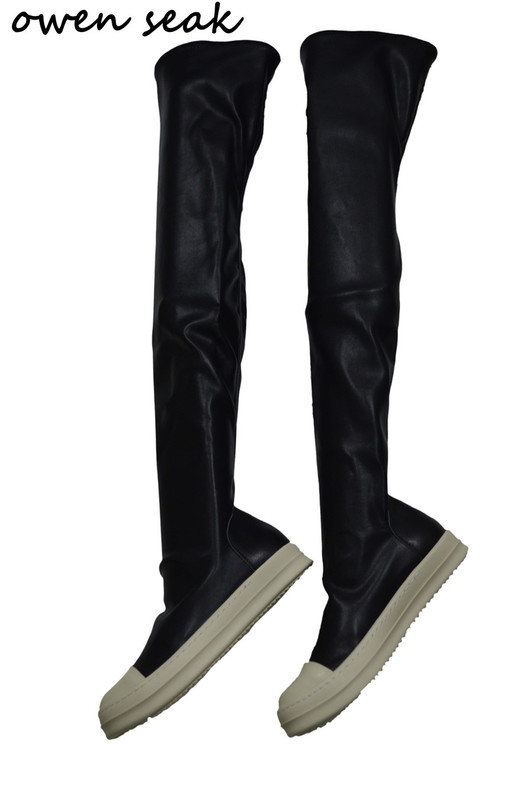 

Owen Seak Women Shoes Over Knee High Boots Luxury Trainers Winter Casual Brand Snow Spring Flats Shoes Black Big Size Boots 220714, Low